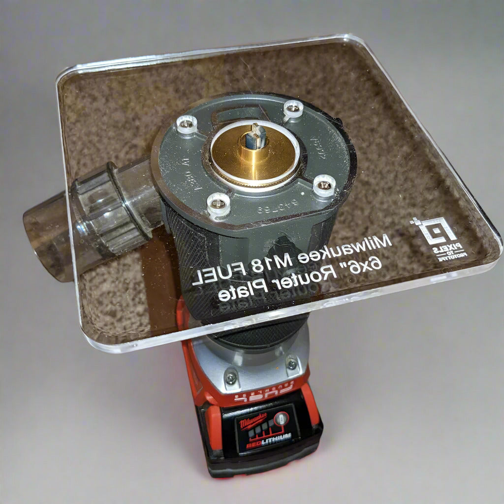Acrylic Base for Milwaukee M18 FUEL Trim Router Large 6in x 6in - Pixels to Prototype