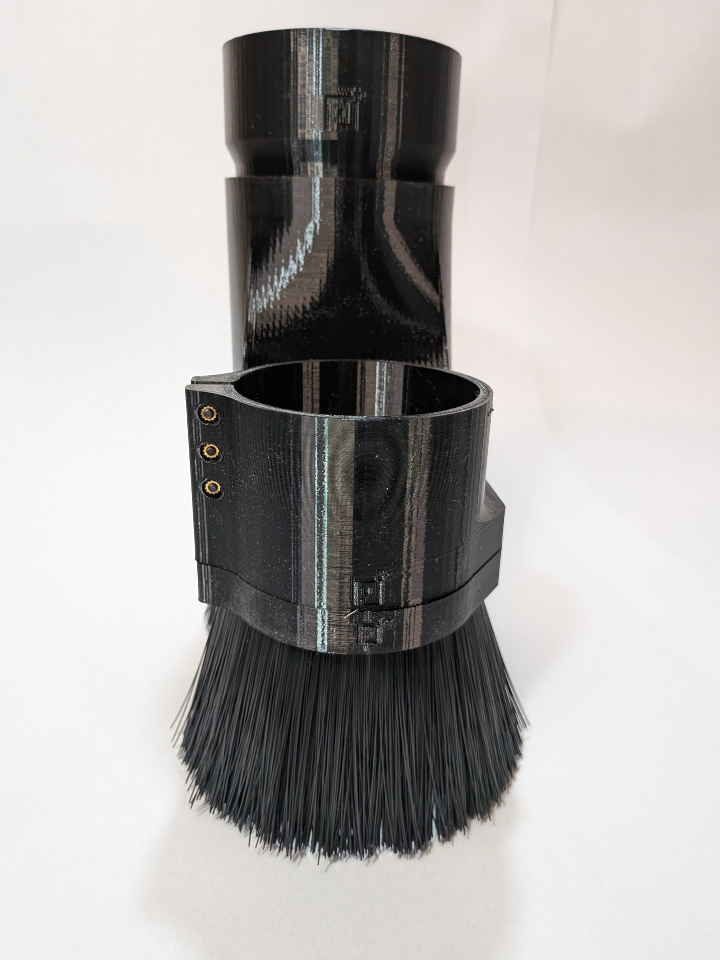 Onefinity Elite 80mm v4 dust boot front view with nylon brush skirt