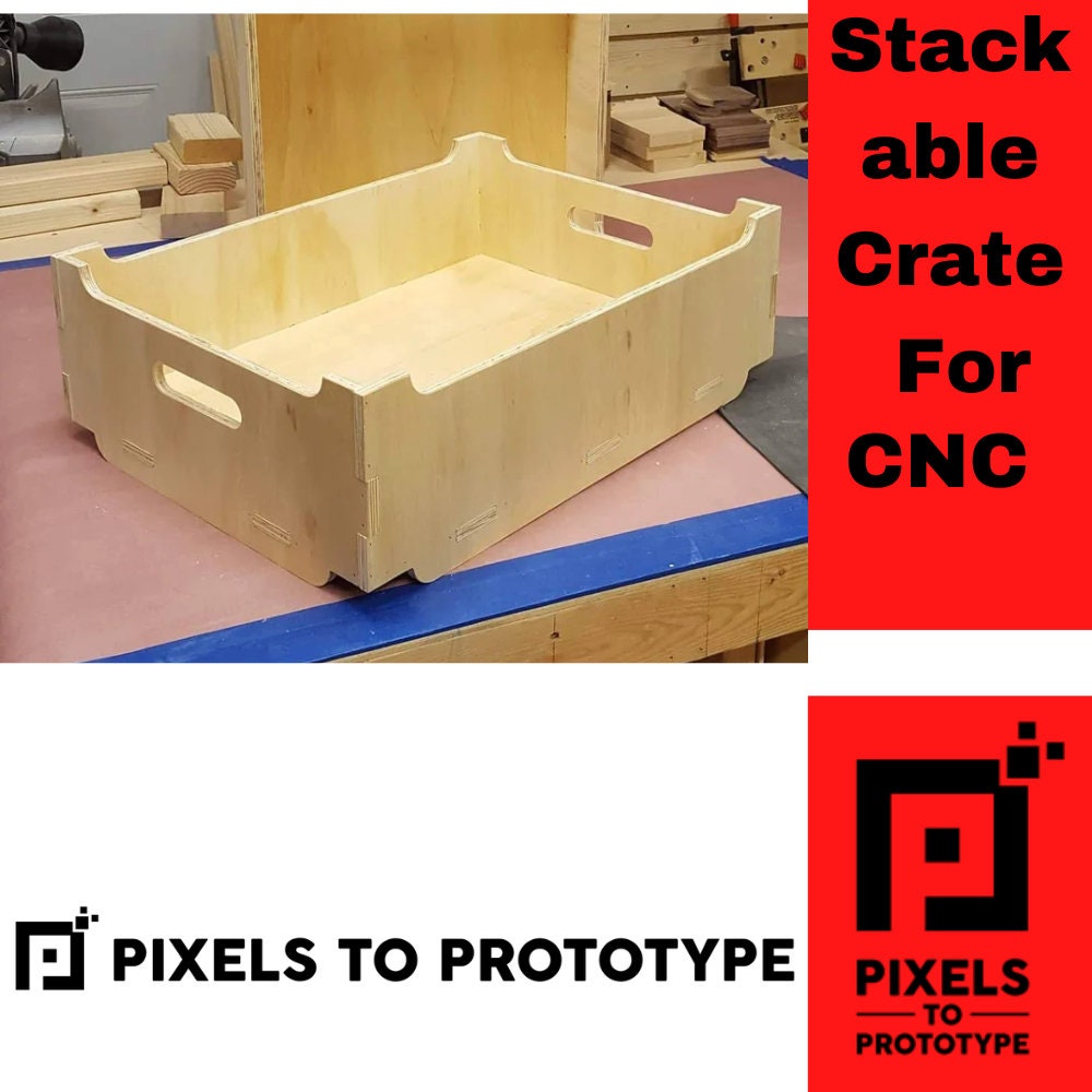 [DIGITAL] Stackable Crate - 3 Sizes - Design Files for CNC (.f3d, .step, .skp, .dxf, .dwg, .stl)