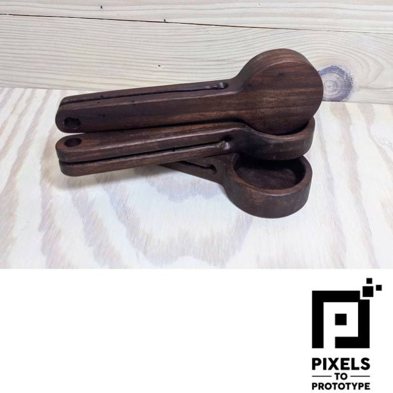 Walnut Hardwood Coffee Scoop - 2 sizes - Pixels to Prototype - Coffee Clip Spoon