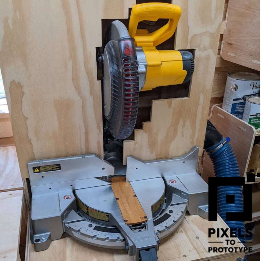 DeWalt DW715 Miter Saw Zero Clearance Insert - Pixels to Prototype - Woodworking DW703 DW704 DW705 DW706 DW716