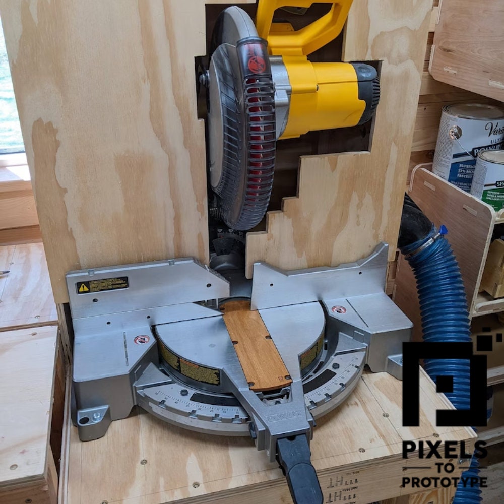 DeWalt DW715 Miter Saw Zero Clearance Insert - Design Files - DXF, SKP, STEP, F3D - Pixels to Prototype - fast download