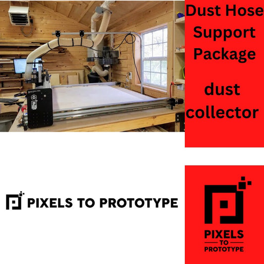 Dust Hose Support Package for EMT Conduit CNC (3/4", 1" EMT) 4", 2.5", 1.25" Hose Pixels to Prototype Dust Shoe xcarve dust collector